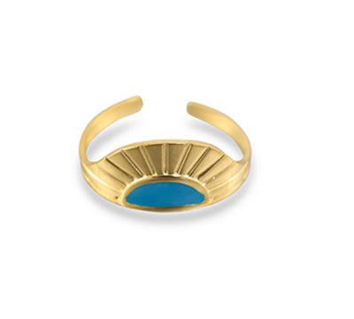 Ring | Bleu Crest | Goud | Stainless steel Gouden waaier ring in stainless steel