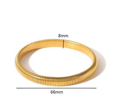 Armband | Ribbel | 8mm | Goud | Stainless steel