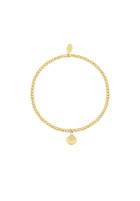 Gouden strech armband met fijn schelpje