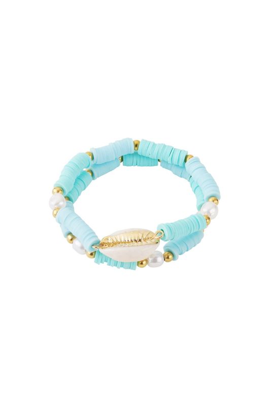 Armband | Seashell Glow | Goud &amp; Turquoise