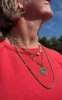 Ketting | Split Charm | Goud | Natuursteen