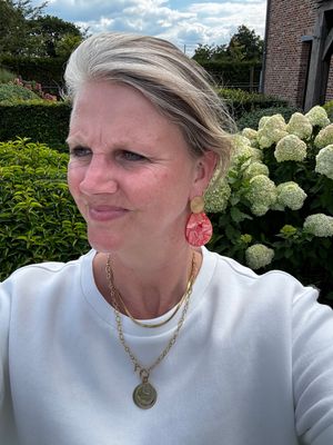 Oorbellen | Druppel | Oranje & Goud | Stainless steel