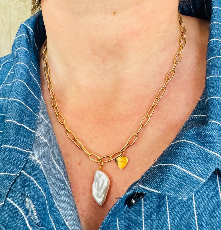 Halsketting | Pearl schakel | Goud