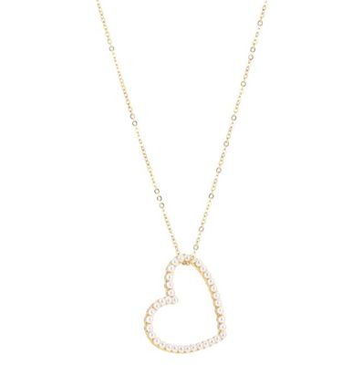 Halsketting | Pearl heart | Goud | Stainless steel