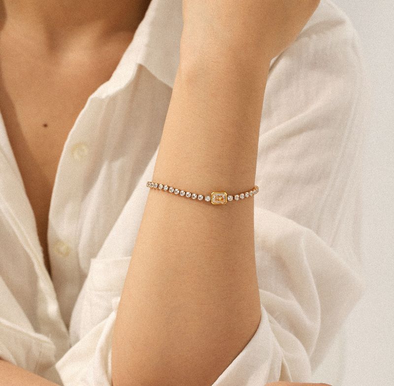Armband | Square strass | Goud | Stainless steel