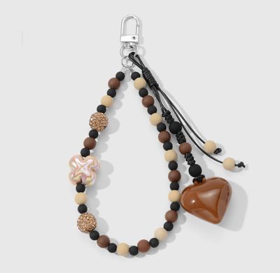 Bagcharm | Beads heart | Brown Bagcharm | Beads heart | Brown
