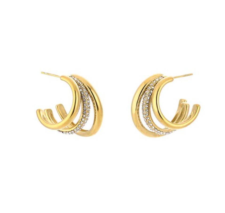 Oorbellen | Circle Strass | Goud | Stailness steel