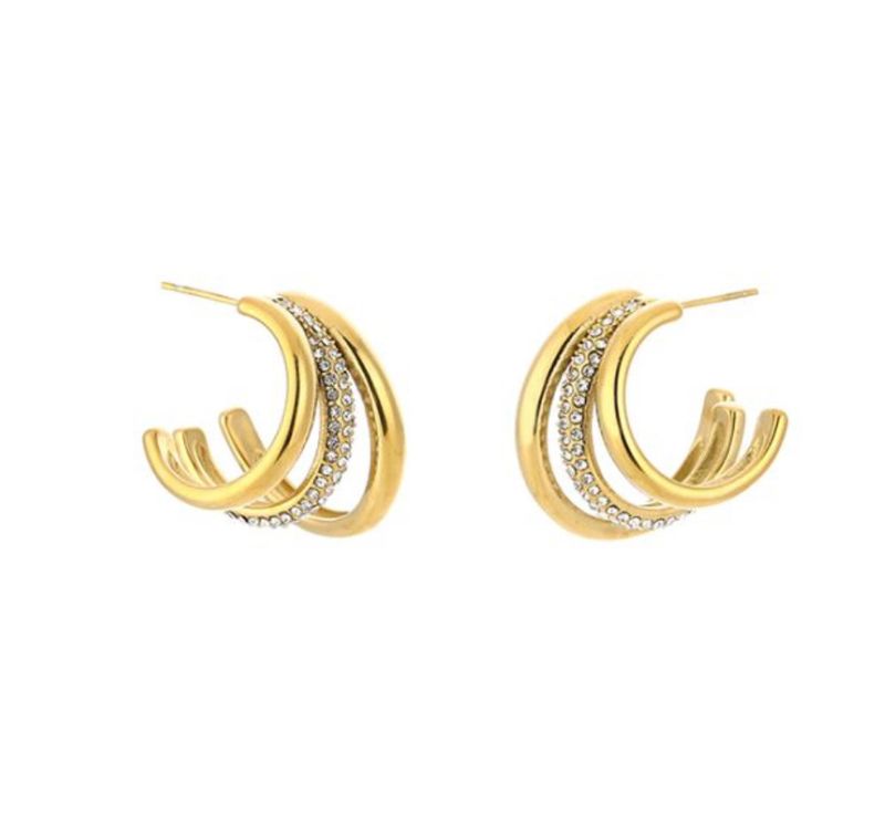 Oorbellen | Circle Strass | Goud | Stailness steel Oorbellen | Circle Strass | Goud | Stailness steel