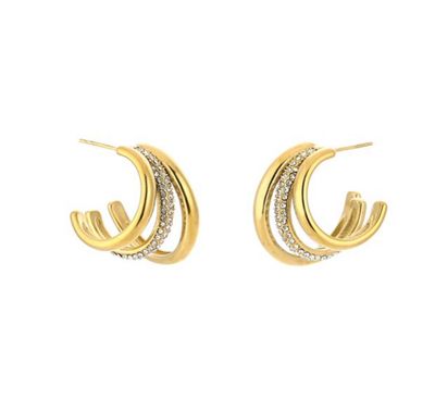 Oorbellen | Circle Strass | Goud | Stailness steel Oorbellen | Circle Strass | Goud | Stailness steel