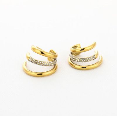 Oorbellen | Circle Strass | Goud | Stailness steel