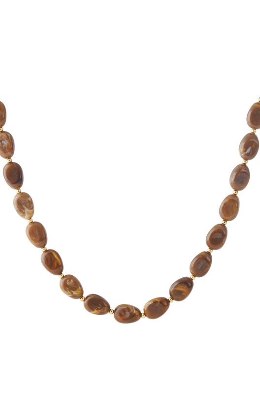 Halsketting | Acrylic | Brown & Goud Halsketting | Acrylic | Brown & Goud