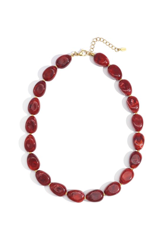 Halsketting | Acrylic | Red & goud Halsketting | Acrylic | Red & goud