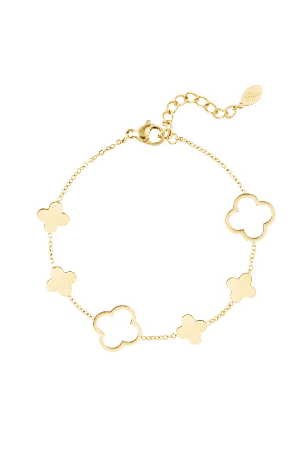 Armband | Klavertjes | Goud | Stainless steel