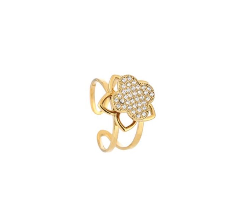 Ring | Anti-stress | Klaver | Goud | Stainless steel