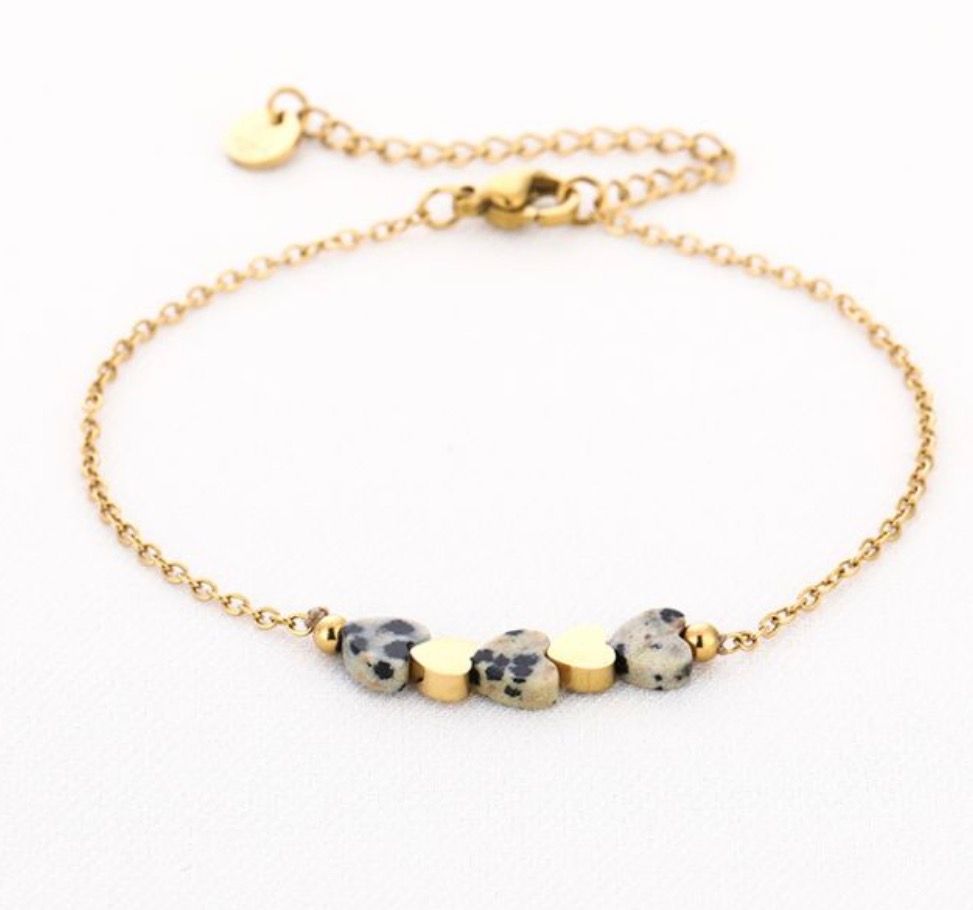 Armband | Hartjes | Goud | Stainless steel