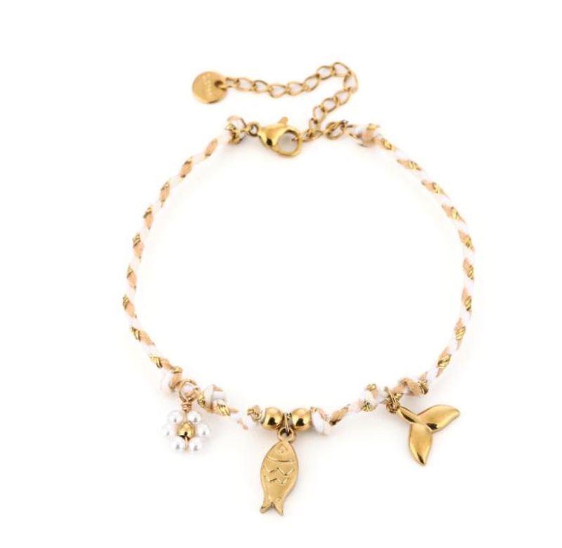 Armband | Sea star | Goud &amp; Beige | Stainless steel