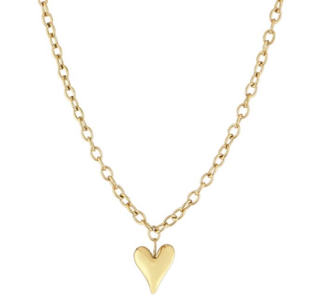 Ketting | Hart | Goud | Stainless steel