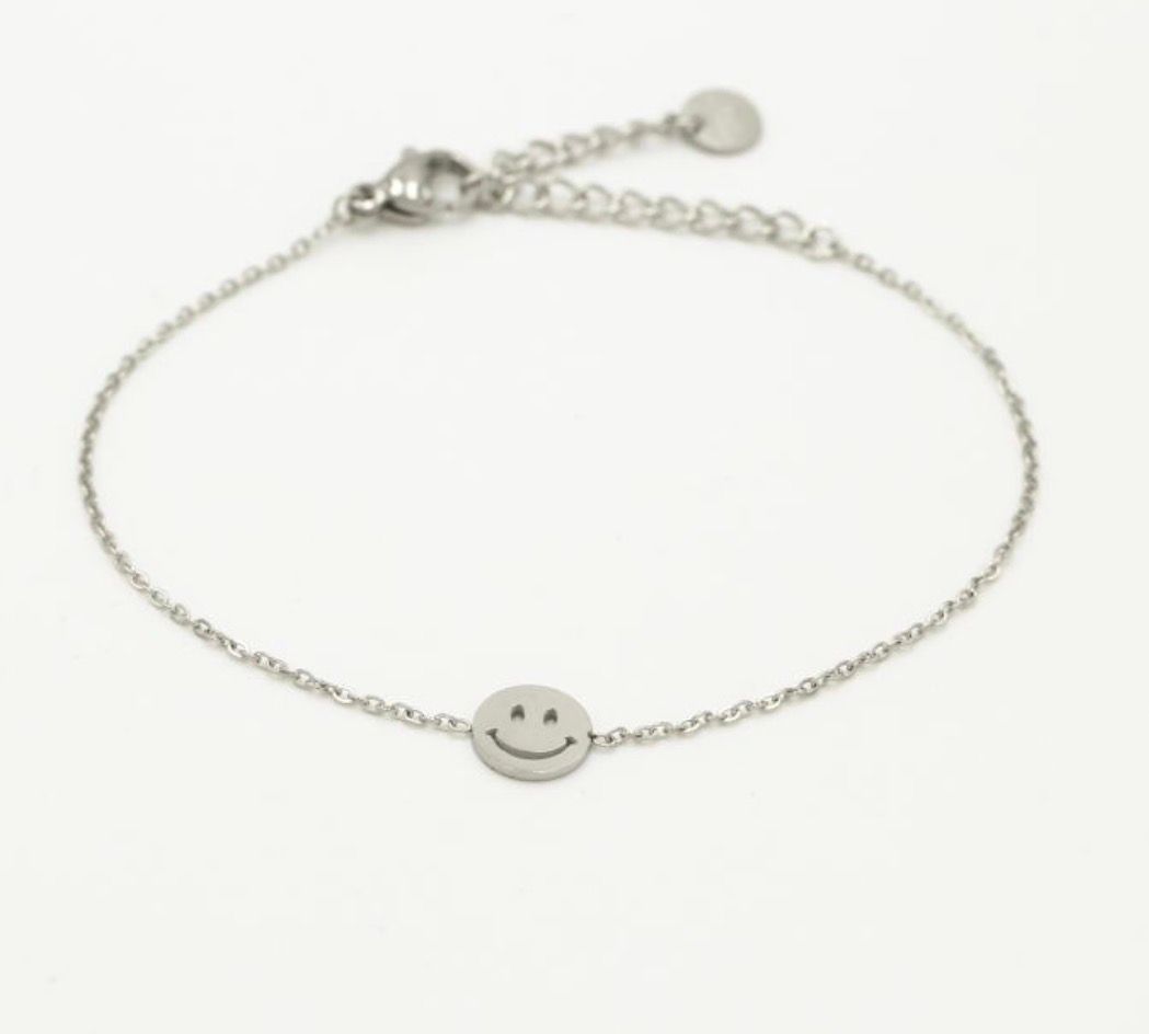 Armband | Smiley | Zilver | Stainless steel