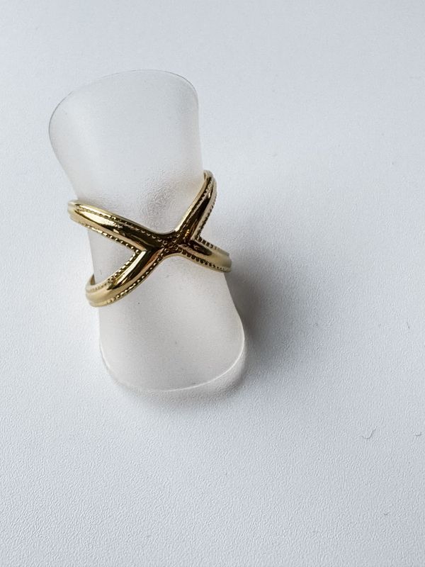 Ring | Crossed | Goud | Stainless steel