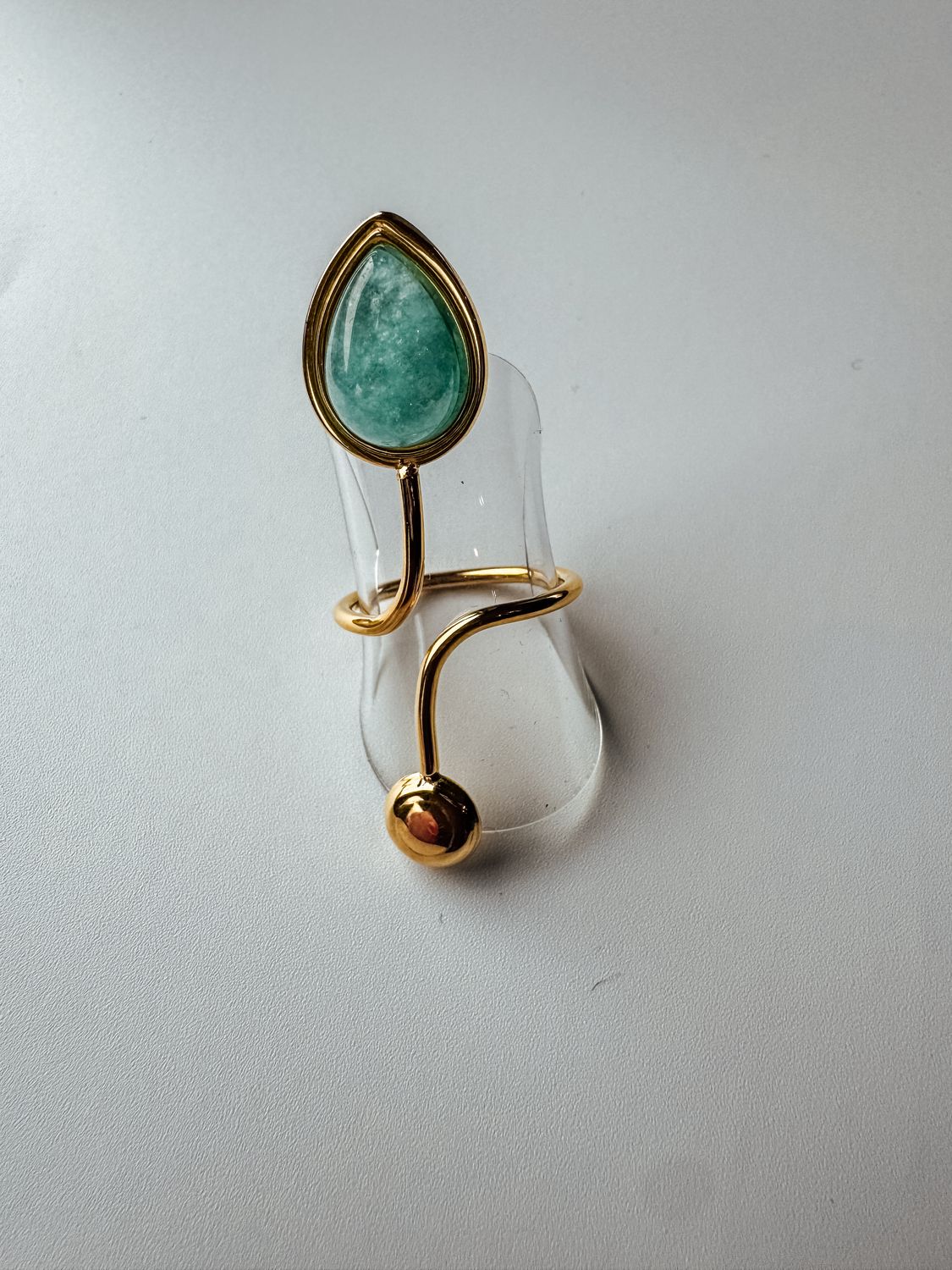 Ring | Amazonite | Goud | Stainless steel