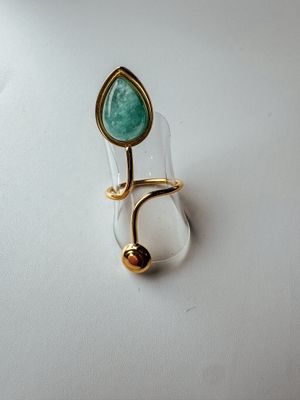 Ring | Amazonite | Goud | Stainless steel