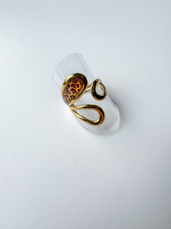 Ring | Leopard | Goud | Stainless steel