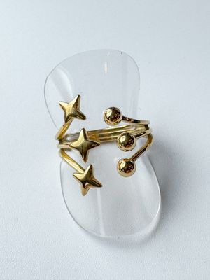 Ring | Star &amp; dots | Goud | Stainless steel