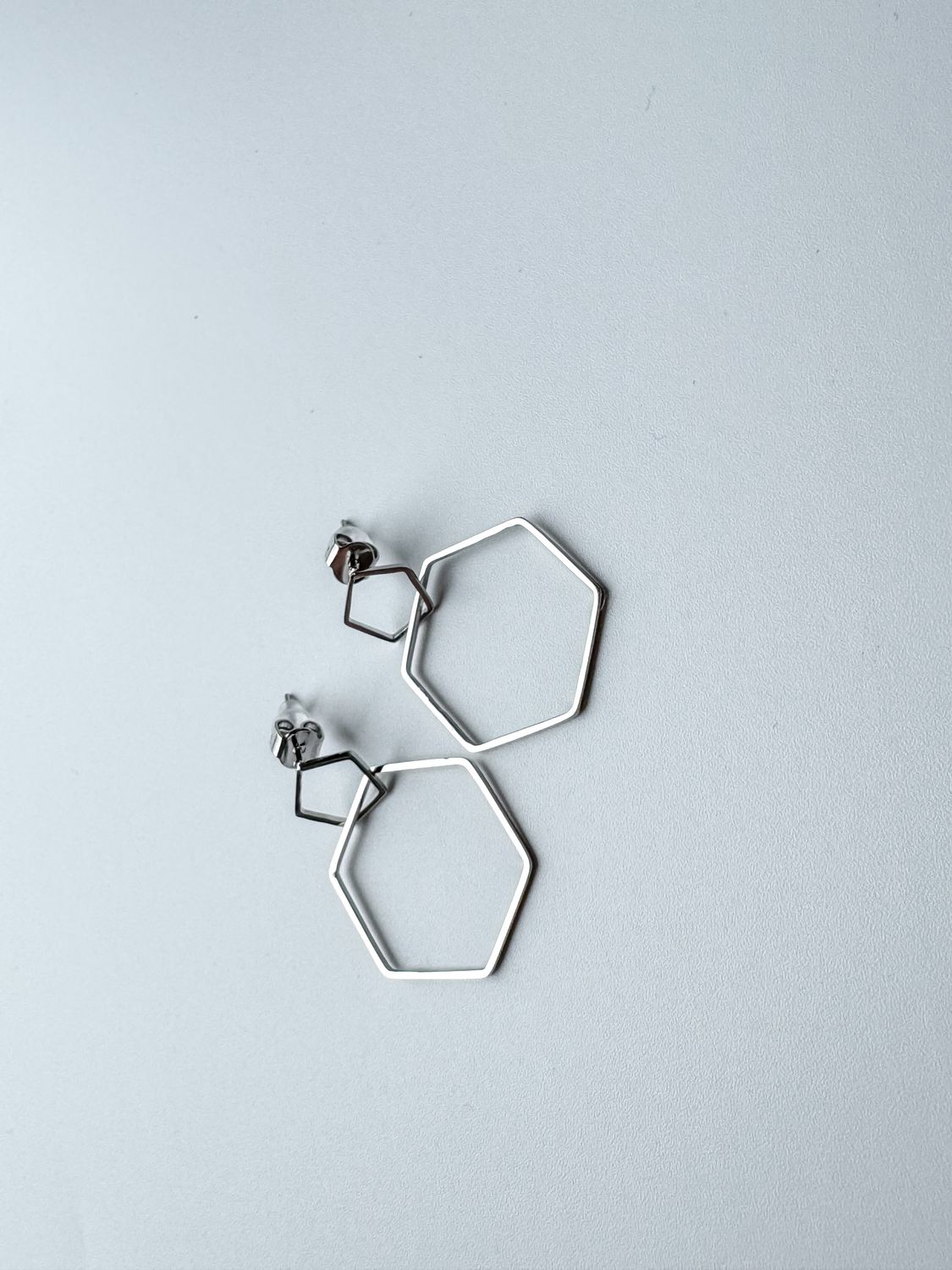 Oorbellen | 6-hoek | Zilver | Stainless steel