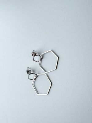 Oorbellen | 6-hoek | Zilver | Stainless steel