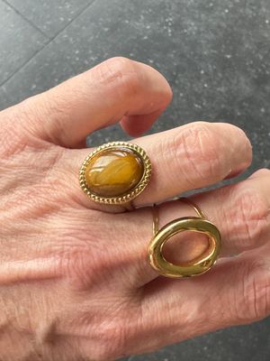 Ring | Tiger eye | Goud | Stainless steel
