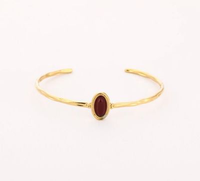 Bangle | Red Stone | Goud | Stainless steel
