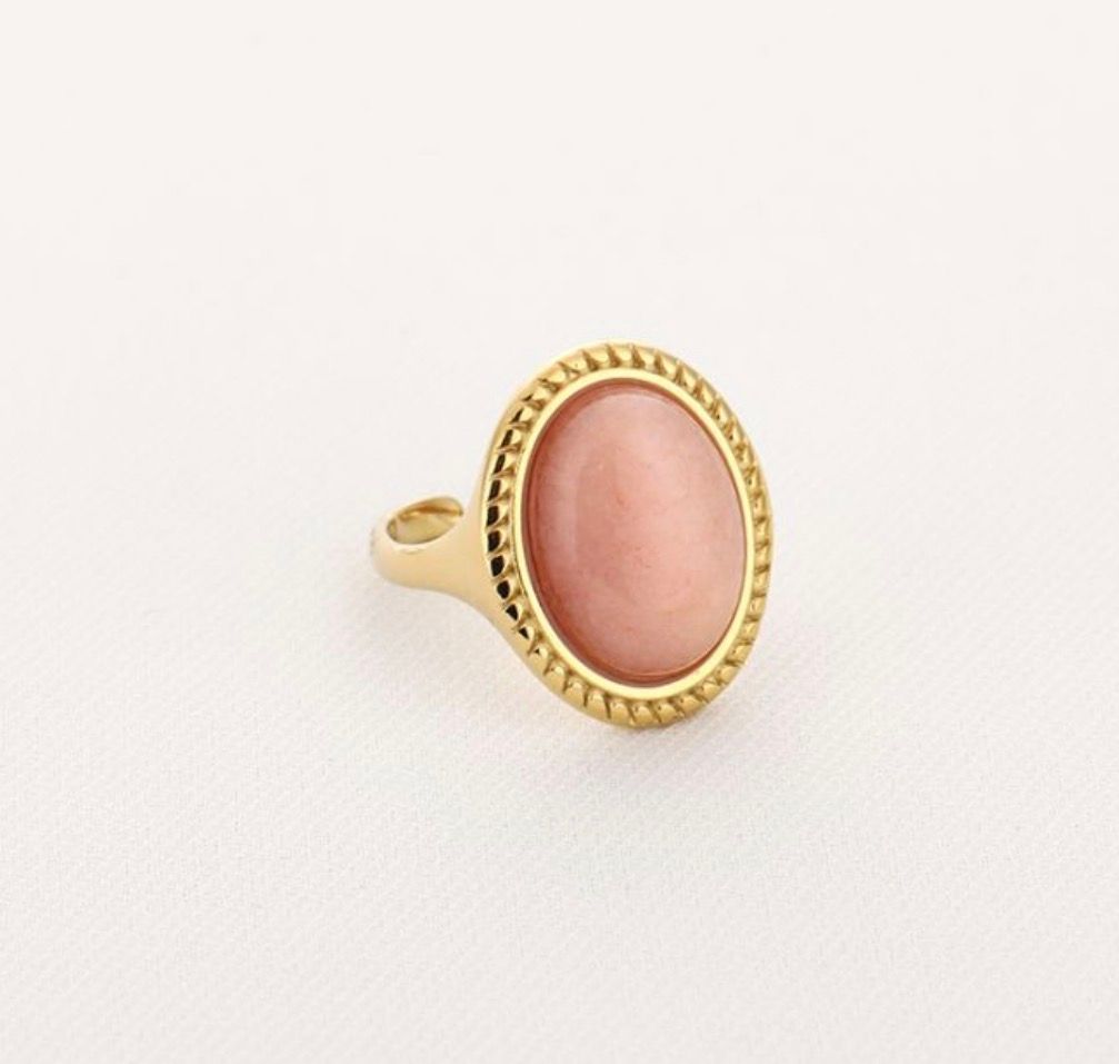 Ring | Sunstone | Goud | Stainless steel