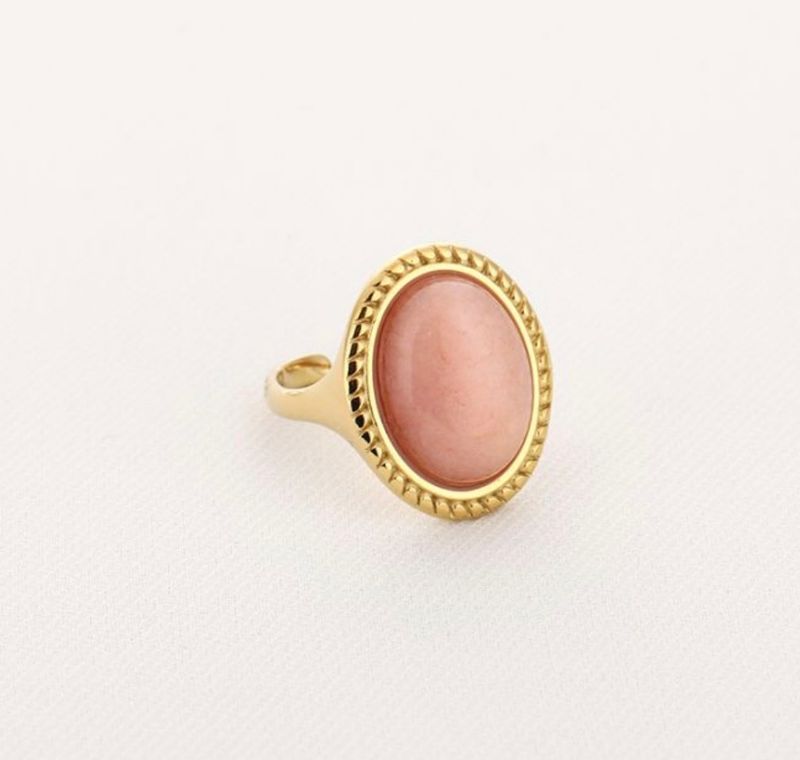 Ring | Sunstone | Goud | Stainless steel