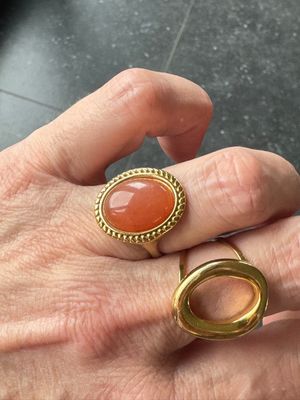Ring | Sunstone | Goud | Stainless steel