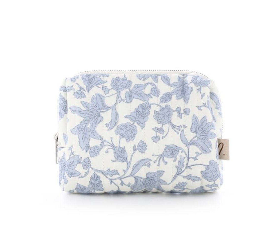 Toilettas | Flower | Wit Licht blauw