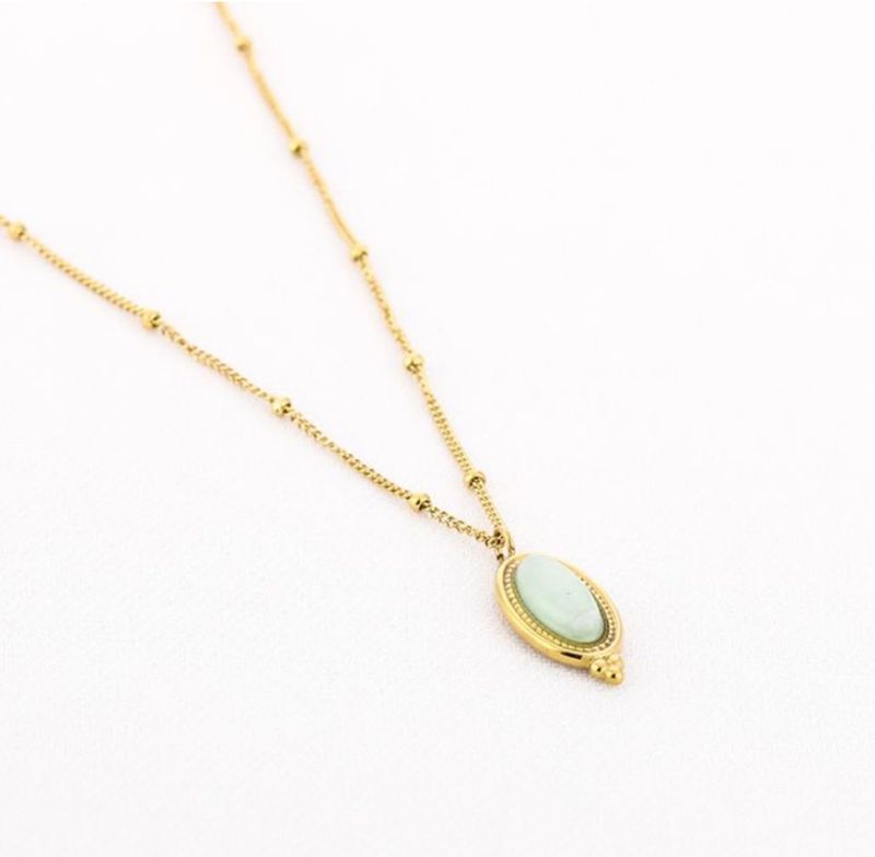 Halsketting | Light green | Goud | Stainless steel