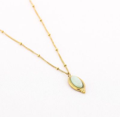 Halsketting | Light green | Goud | Stainless steel