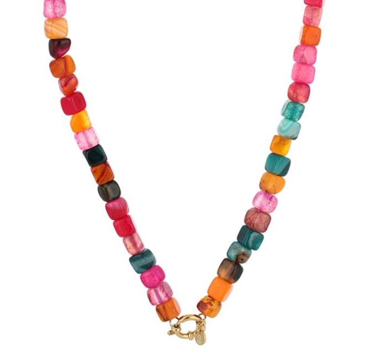 Halsketting | Pink mix | Natuursteen