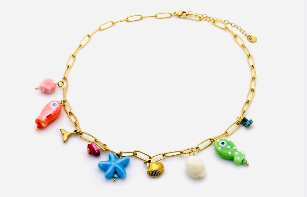 Halsketting | Bedels Visjes | Goud | Stainless steel