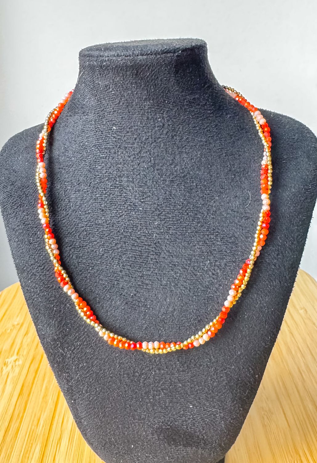 Halsketting | Dubbel Orange | Goud | Stainless steel