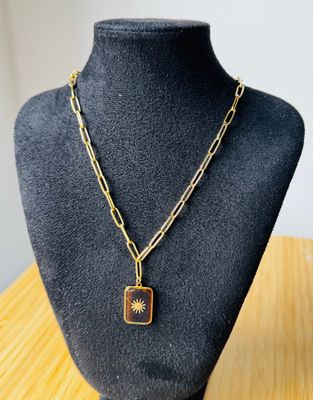 Halsketting | Schakel Flower | Goud | Stainless steel