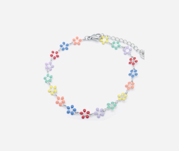 Armband | Fleurige flowers | Zilver | Stainless steel