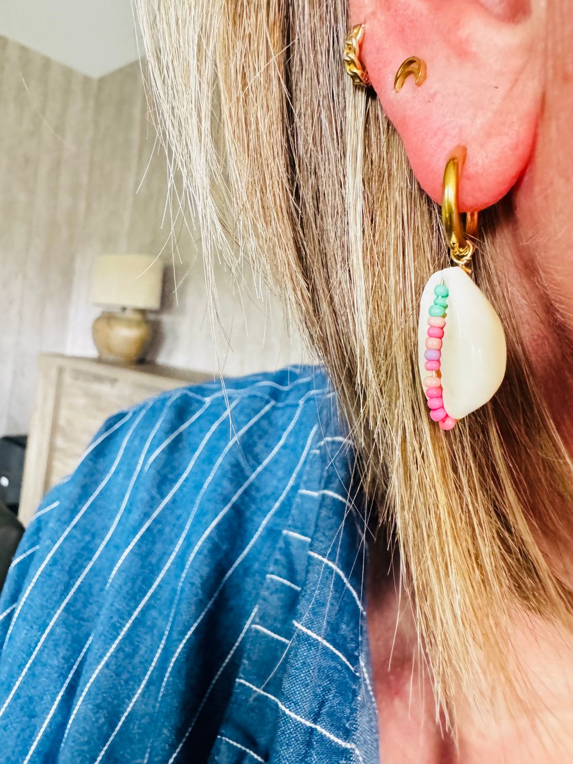 Oorbellen | Sea Shell | Color &amp; goud | Stainless steel