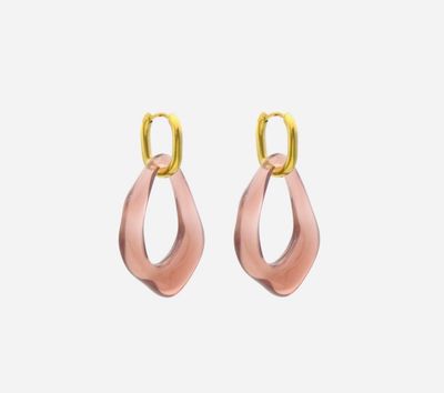 Oorbellen | Acrylic | Red &amp; Goud | Stainless steel