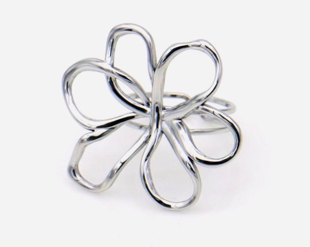 Ring | Flower | Zilver | Stainless steel