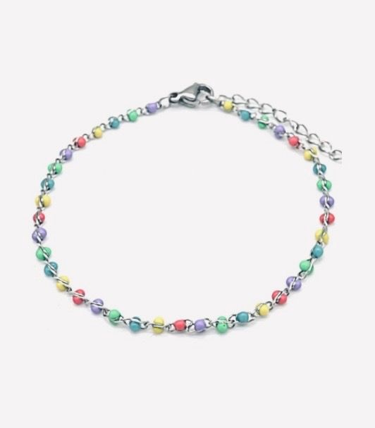 Armband | Fleurige kralen | Zilver | Stainless steel