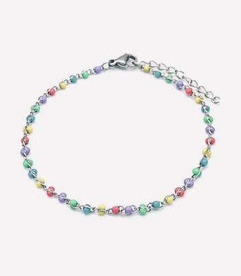 Armband | Fleurige kralen | Zilver | Stainless steel