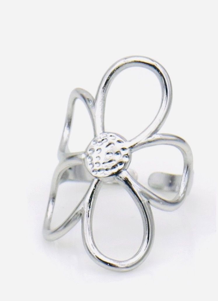 Ring | Bloem | Zilver | Stainless steel