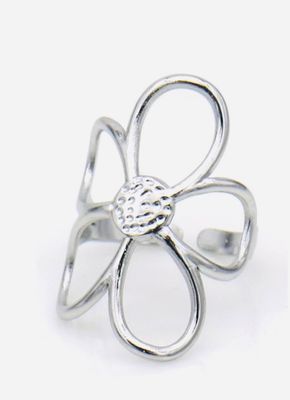 Ring | Bloem | Zilver | Stainless steel