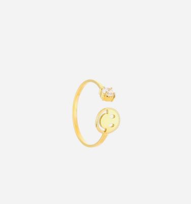 Ring | Happy face | Goud | Stainless steel